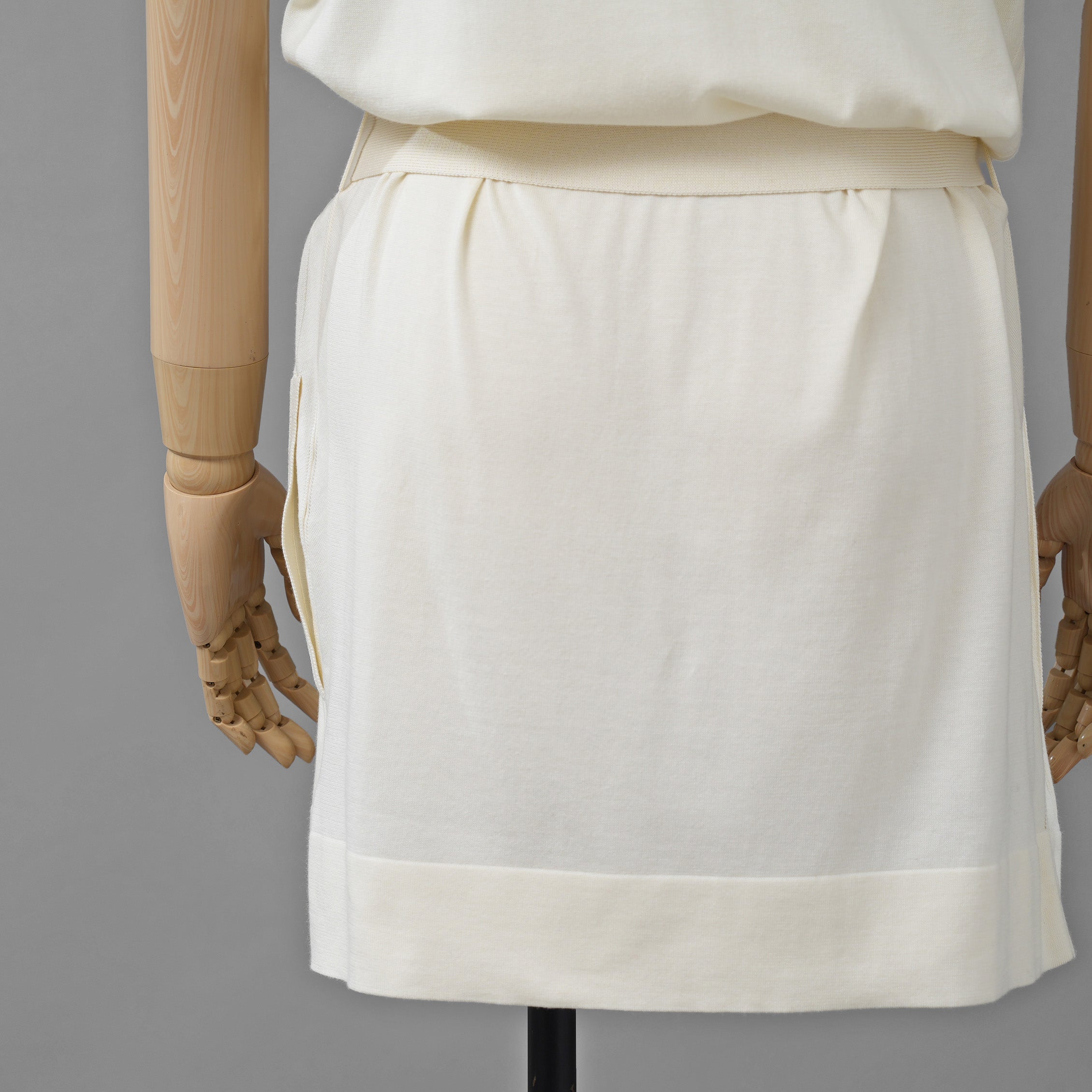 HERMES エルメス / ゴルチエ期 コットンシルク ノースリーブ ロング カーディガン / ニット ワンピース / size 34 (IVORY)レディース