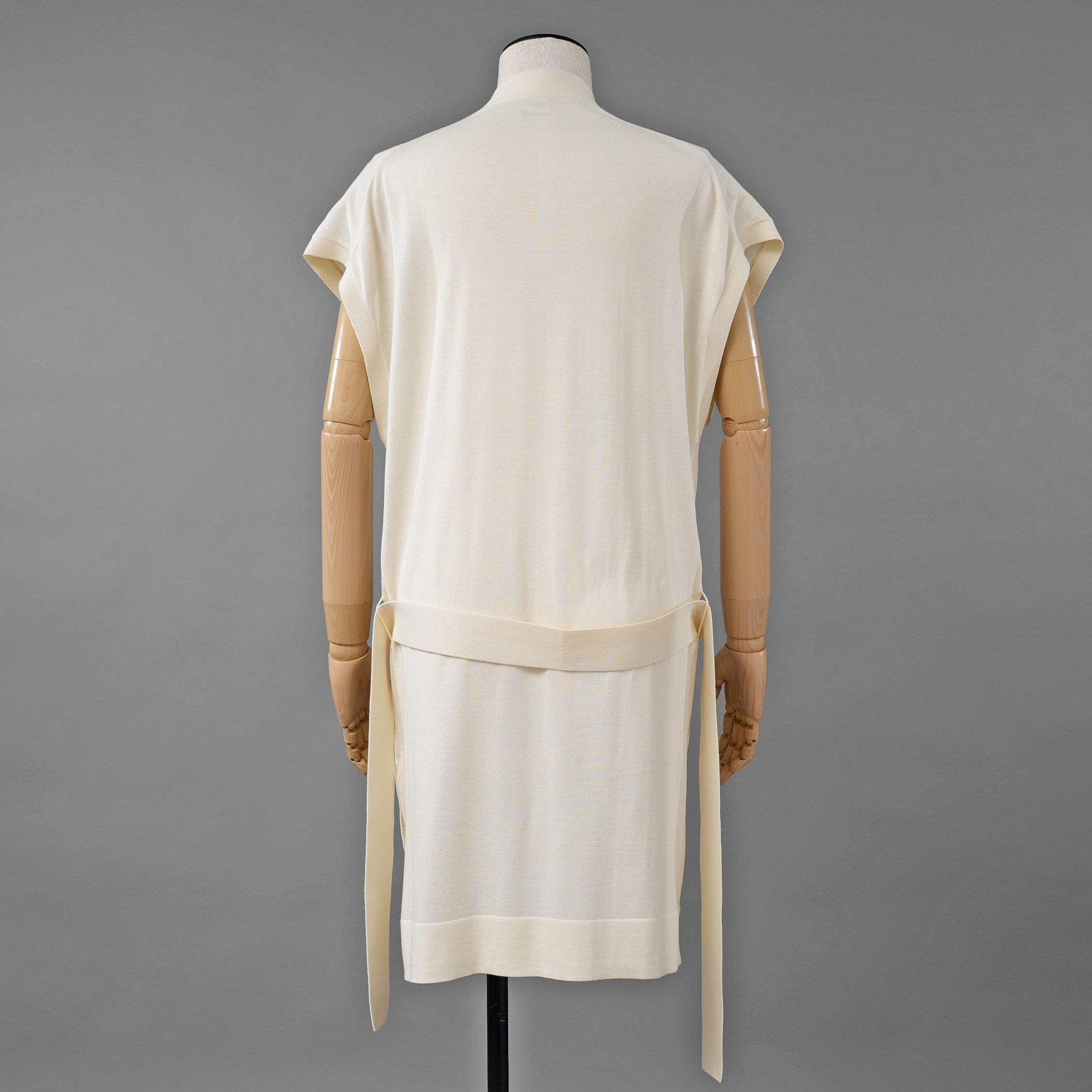 HERMES エルメス / ゴルチエ期 コットンシルク ノースリーブ ロング カーディガン / ニット ワンピース / size 34 (IVORY)