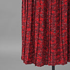VALENTINO ヴァレンティノ / 美品 21SS シルク100％ リッププリント プリーツ ロングスカート / VB3RA74062W / size 38 (RED) レディース