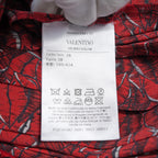 VALENTINO ヴァレンティノ / 美品 21SS シルク100％ リッププリント プリーツ ロングスカート / VB3RA74062W / size 38 (RED) レディース