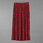 VALENTINO ヴァレンティノ / 美品 21SS シルク100％ リッププリント プリーツ ロングスカート / VB3RA74062W / size 38 (RED) レディース