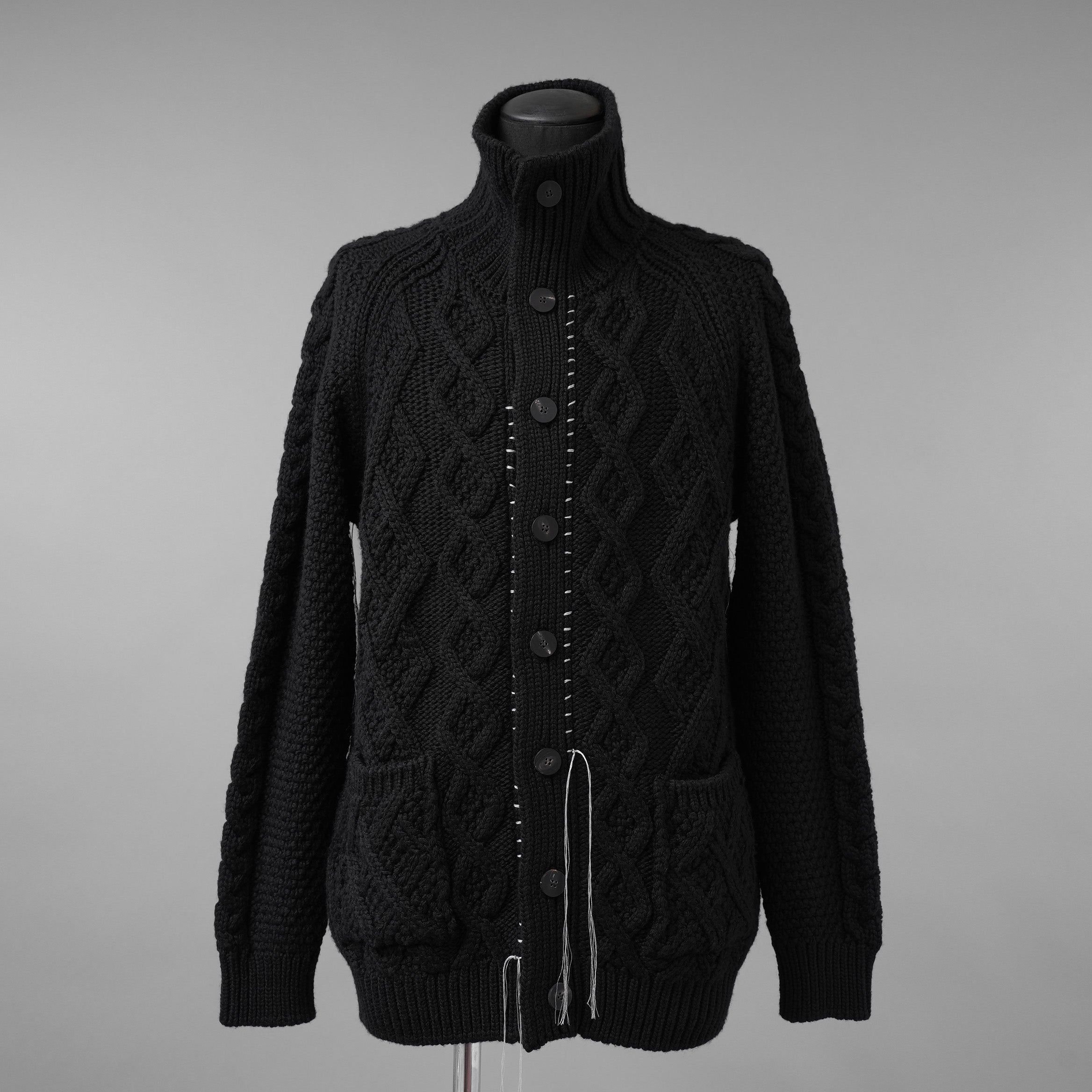 incarnation インカネーション / 美品 23AW VIRGIN WOOL CABRE CARDIGAN with HAND STITCH / ニット / size M (BLACK)