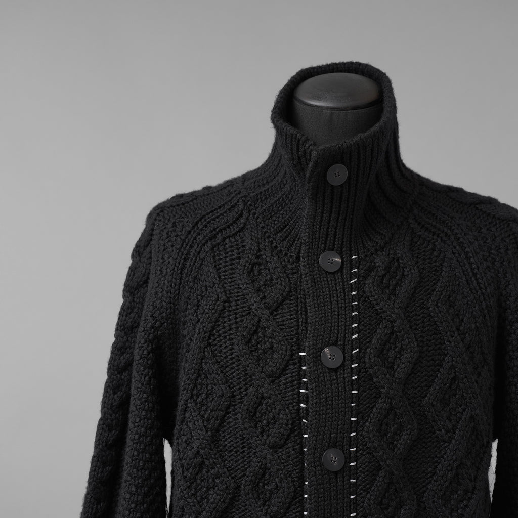 incarnation インカネーション / 美品 23AW VIRGIN WOOL CABRE CARDIGAN with HAND STITCH / ニット / size M (BLACK)