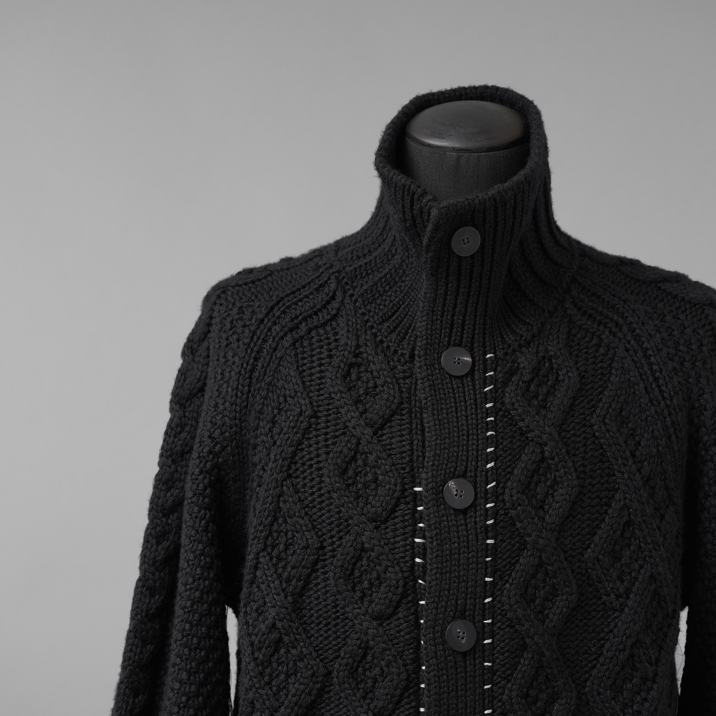 incarnation インカネーション / 美品 23AW VIRGIN WOOL CABRE CARDIGAN with HAND STITCH / ニット / size M (BLACK)