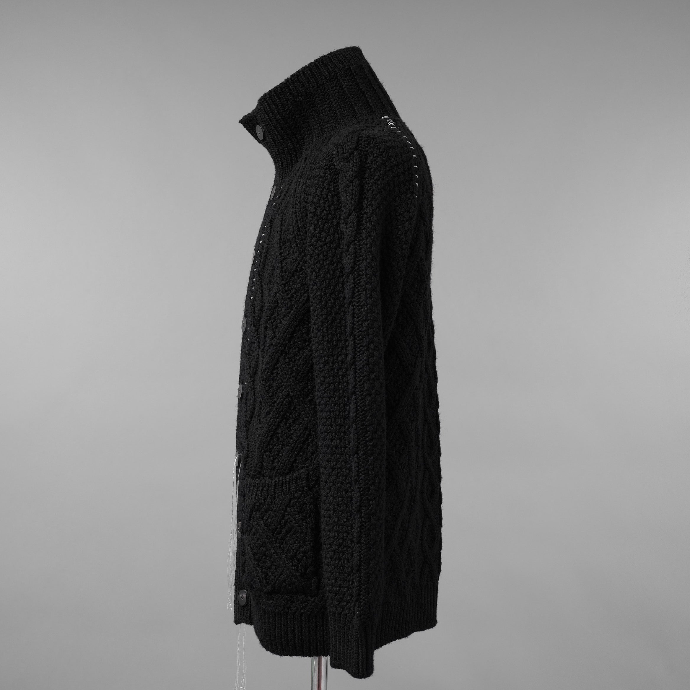 incarnation インカネーション / 美品 23AW VIRGIN WOOL CABRE CARDIGAN with HAND STITCH / ニット / size M (BLACK)