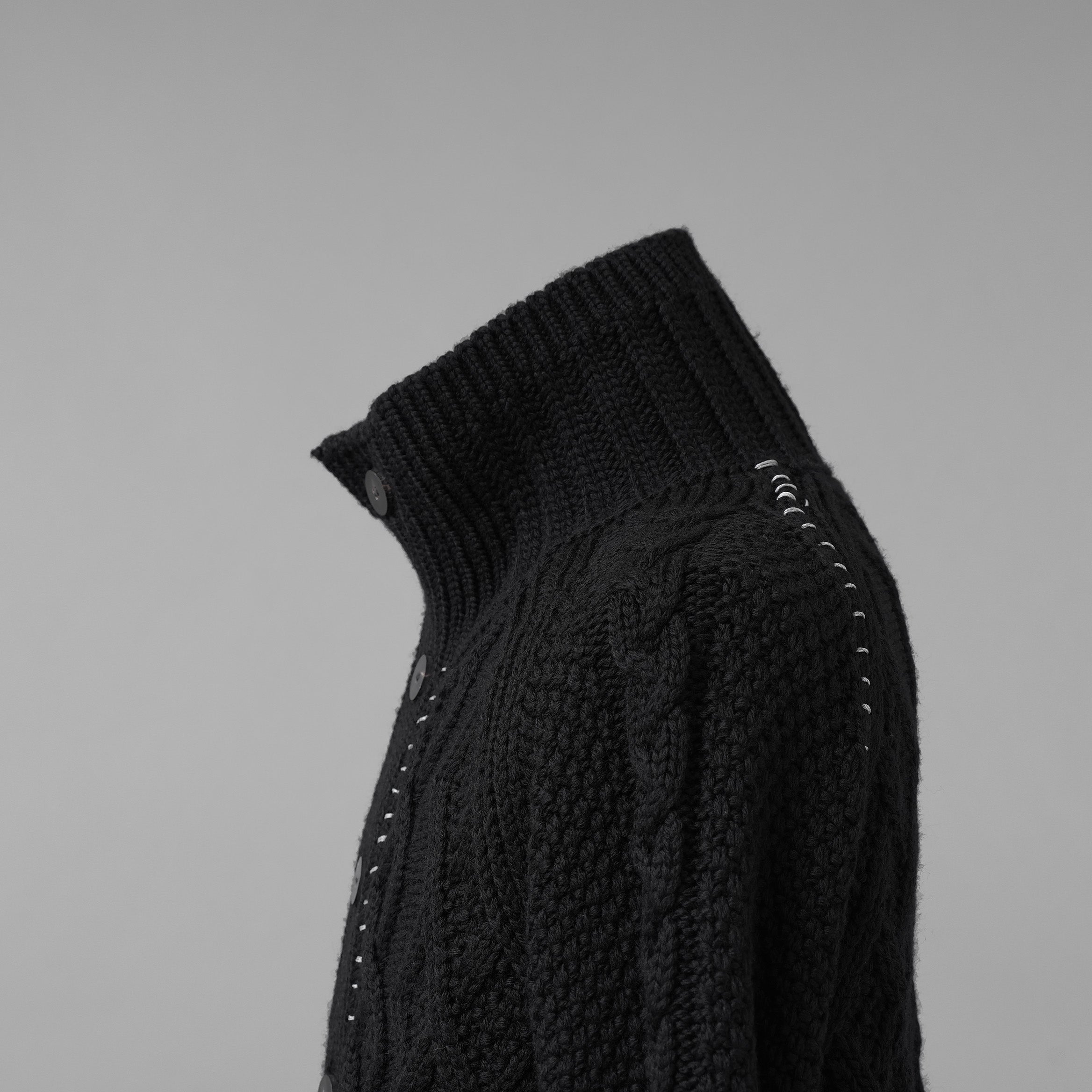 incarnation インカネーション / 美品 23AW VIRGIN WOOL CABRE CARDIGAN with HAND STITCH / ニット / size M (BLACK)