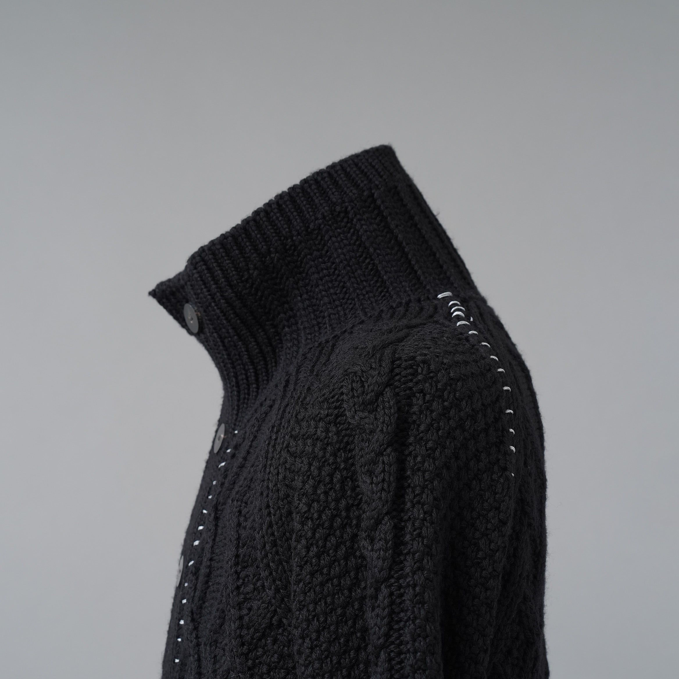 incarnation インカネーション / 美品 23AW VIRGIN WOOL CABRE CARDIGAN with HAND STITCH / ニット / size M (BLACK)