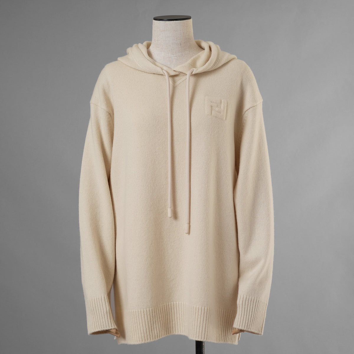 FENDI フェンディ / 美品 21AW カシミア FFエンボス フーディ ニットパーカー / FZX841 ALAK / size 40 (IVORY) レディース 352076-izm