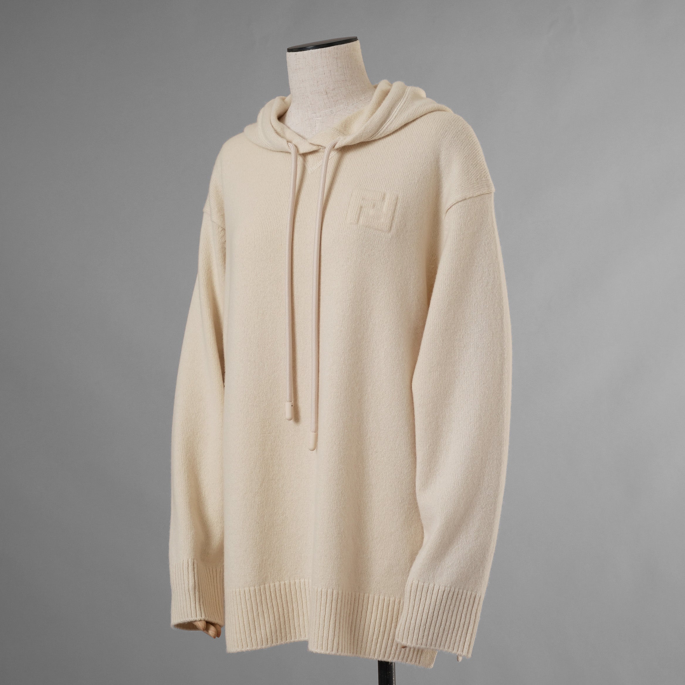 FENDI フェンディ / 美品 21AW カシミア FFエンボス フーディ ニットパーカー / FZX841 ALAK / size 40 (IVORY) レディース 352076-izm