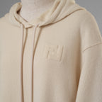 FENDI フェンディ / 美品 21AW カシミア FFエンボス フーディ ニットパーカー / FZX841 ALAK / size 40 (IVORY) レディース 352076-izm