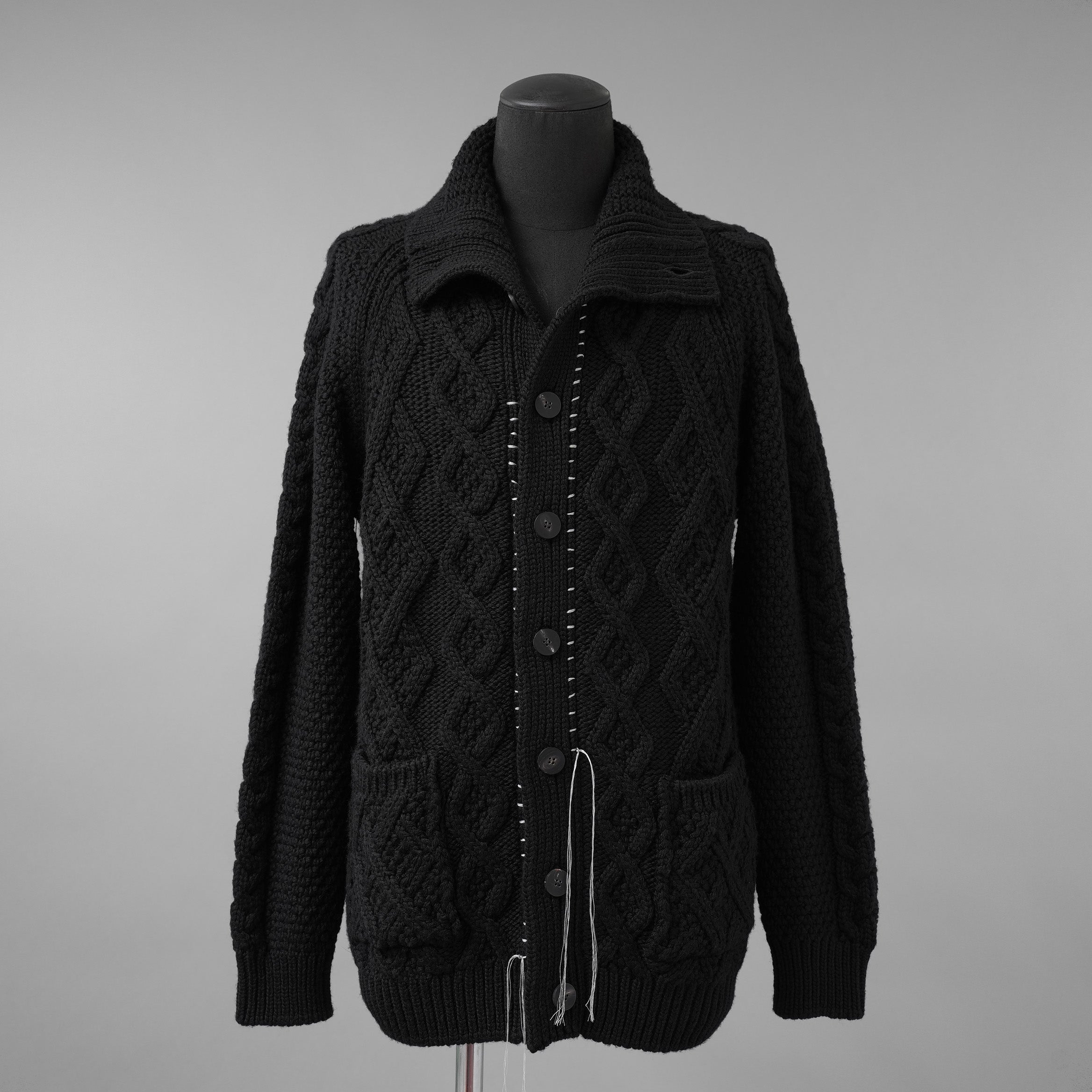 incarnation インカネーション / 美品 23AW VIRGIN WOOL CABRE CARDIGAN with HAND STITCH / ニット / size M (BLACK)