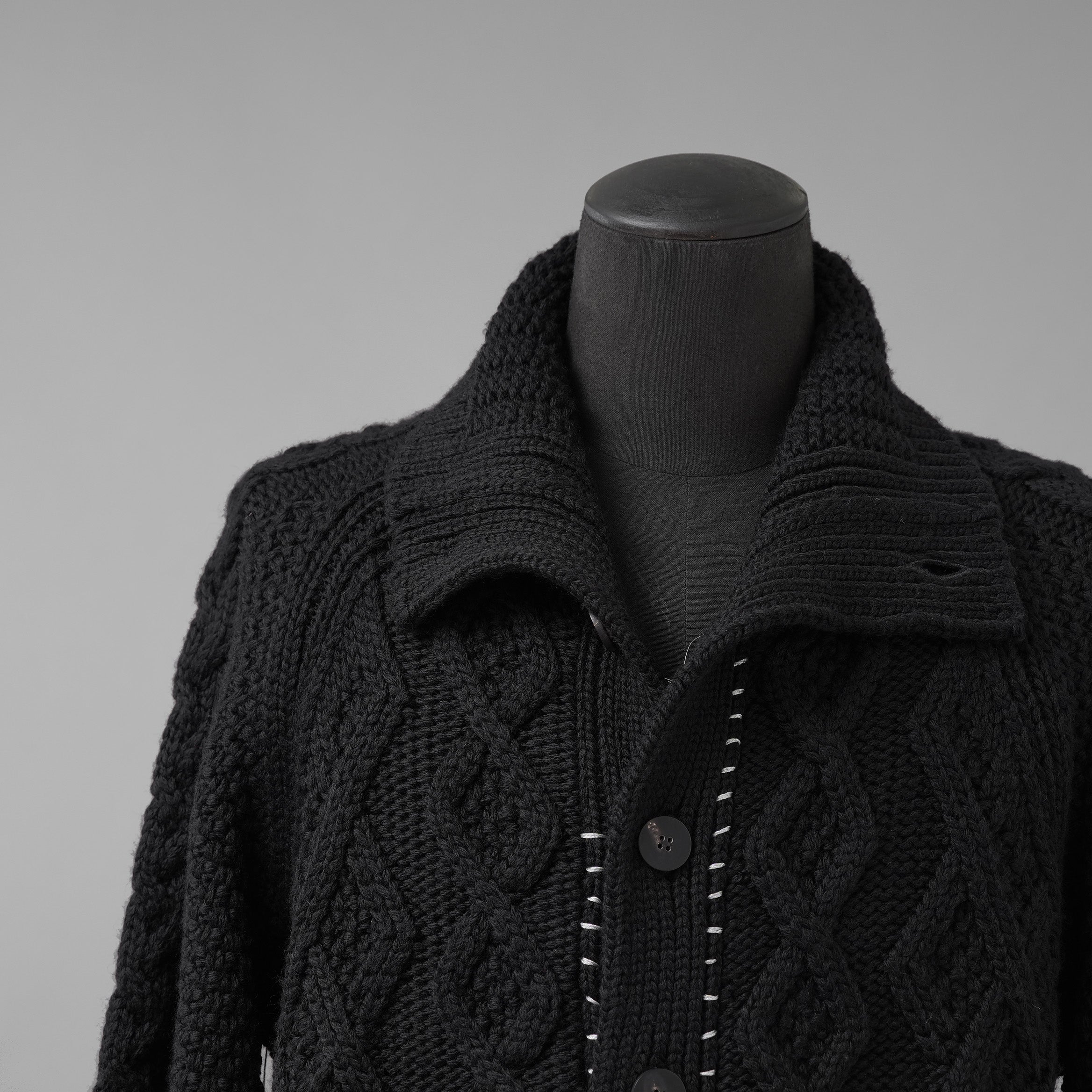 incarnation インカネーション / 美品 23AW VIRGIN WOOL CABRE CARDIGAN with HAND STITCH / ニット / size M (BLACK)