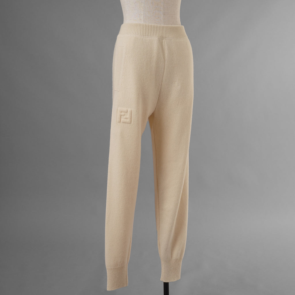 FENDI フェンディ / 美品 21AW カシミア FFエンボス フーディ ニットパンツ / FZR763 ALAK / size 40 (IVORY) レディース 352075-izm