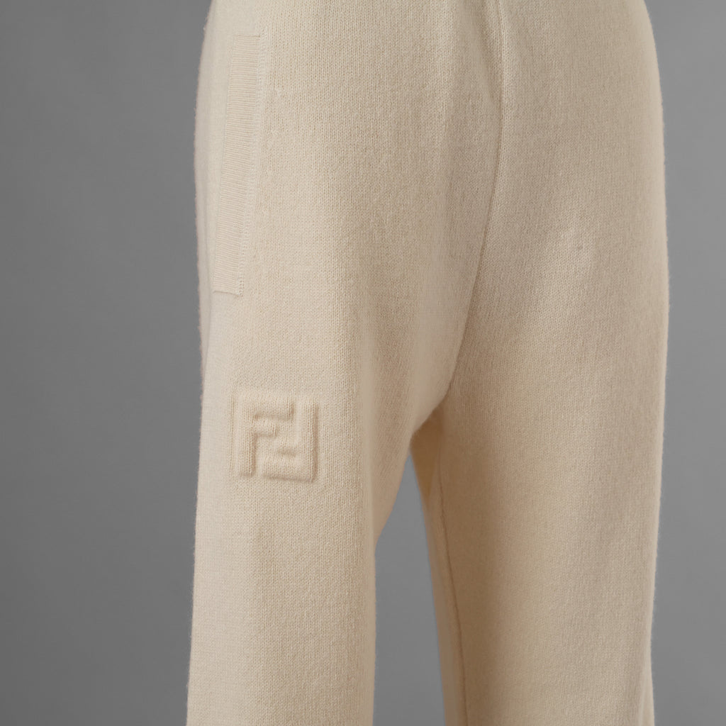 FENDI フェンディ / 美品 21AW カシミア FFエンボス フーディ ニットパンツ / FZR763 ALAK / size 40 (IVORY) レディース 352075-izm