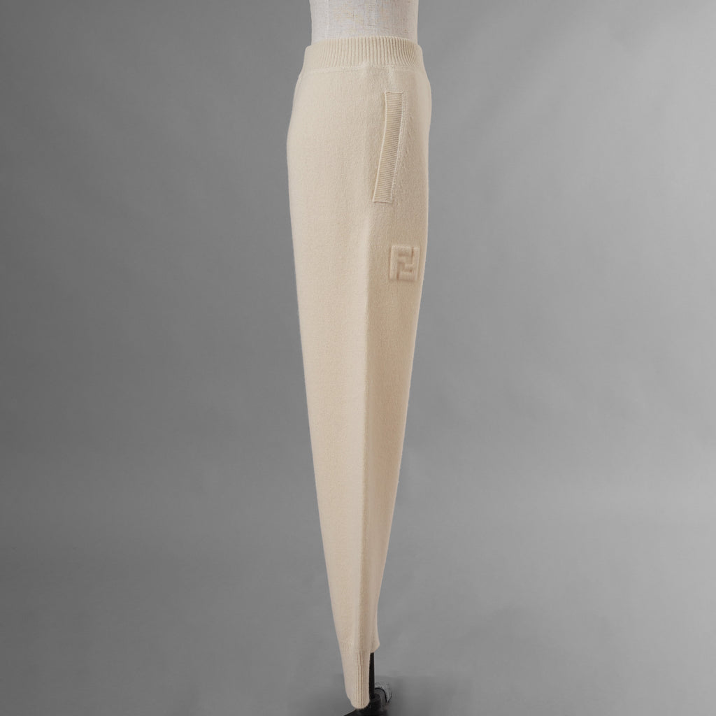 FENDI フェンディ / 美品 21AW カシミア FFエンボス フーディ ニットパンツ / FZR763 ALAK / size 40 (IVORY) レディース 352075-izm