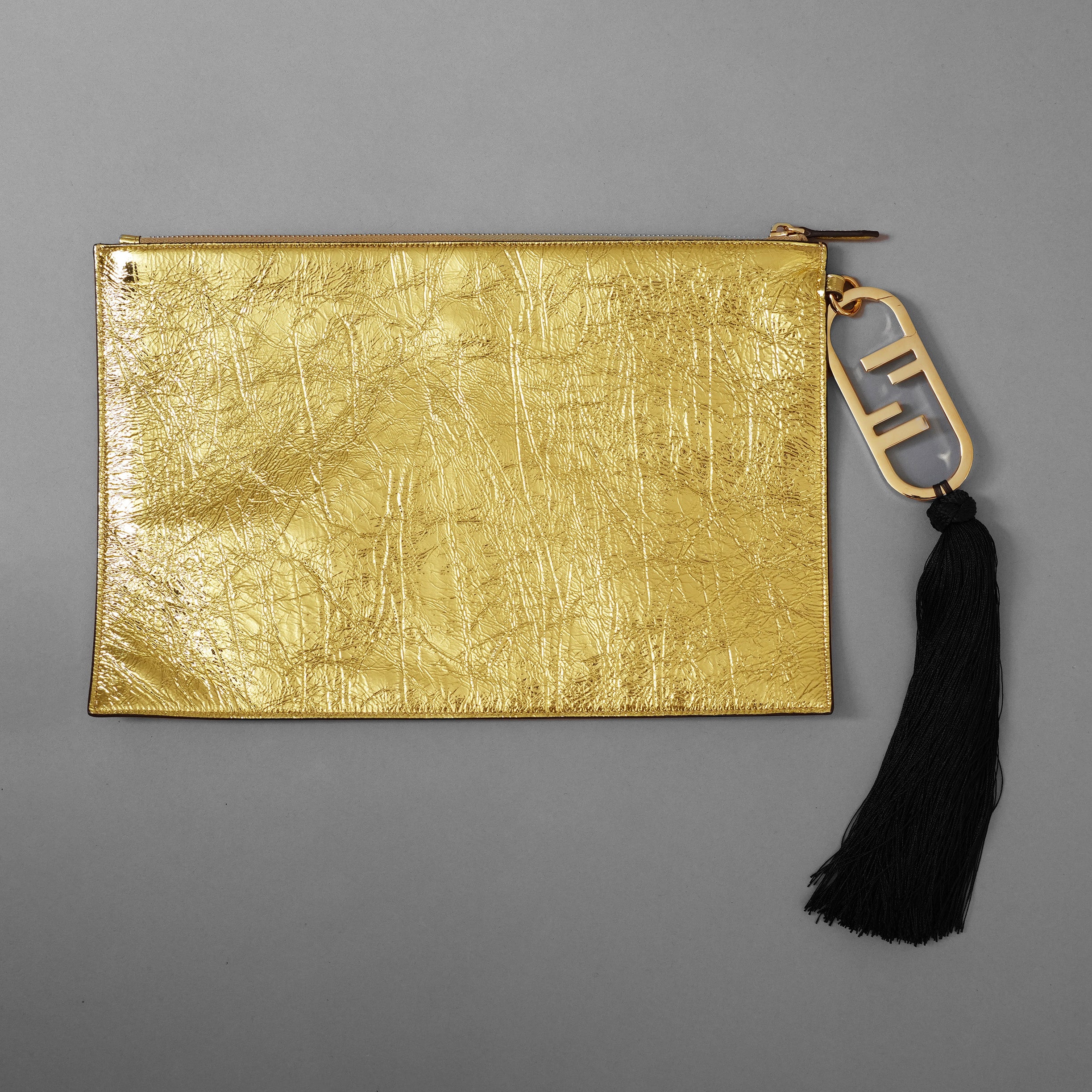FENDI フェンディ / 美品 ラージフラットポーチ クラッチ バッグ / 8N0178AISP / （GOLD) アクセサリー 352058-izm