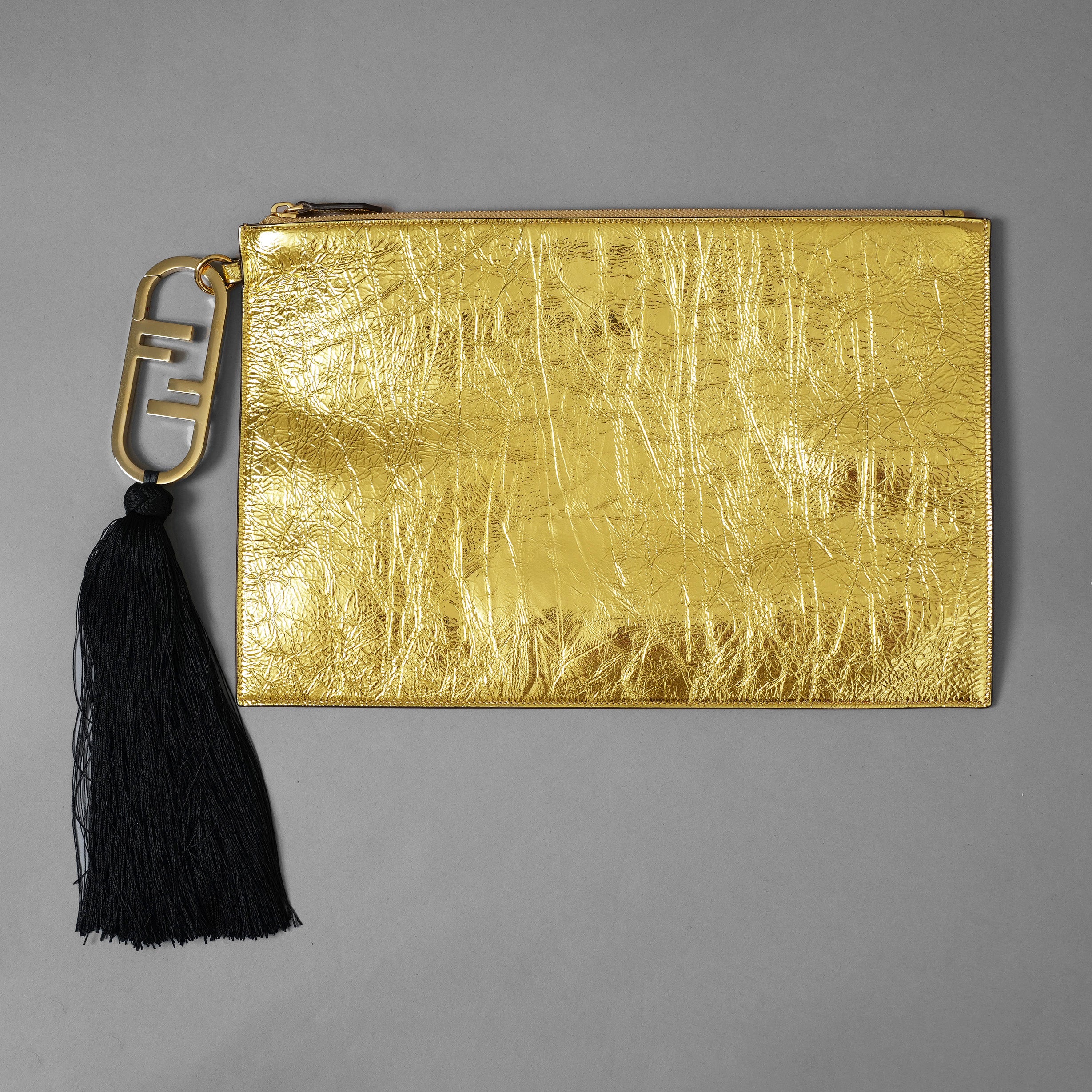 FENDI フェンディ / 美品 ラージフラットポーチ クラッチ バッグ / 8N0178AISP / （GOLD) アクセサリー 352058-izm