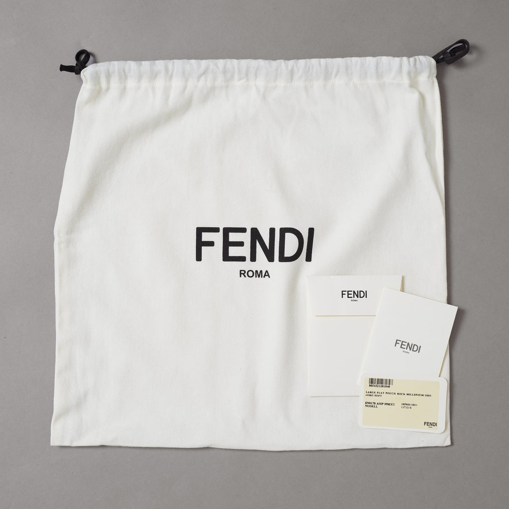 FENDI フェンディ / 美品 ラージフラットポーチ クラッチ バッグ / 8N0178AISP / (GOLD) アクセサリー 352058-izm