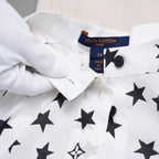 LOUIS VUITTON ルイヴィトン /  22AW LVロゴ・スタープリント ルーズシャツ ワンピース / 星柄 シャツ ワンピース / 1AA9FH / size 34 (IVORY WHITE) レディース