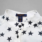 LOUIS VUITTON ルイヴィトン /  22AW LVロゴ・スタープリント ルーズシャツ ワンピース / 星柄 シャツ ワンピース / 1AA9FH / size 34 (IVORY WHITE) レディース
