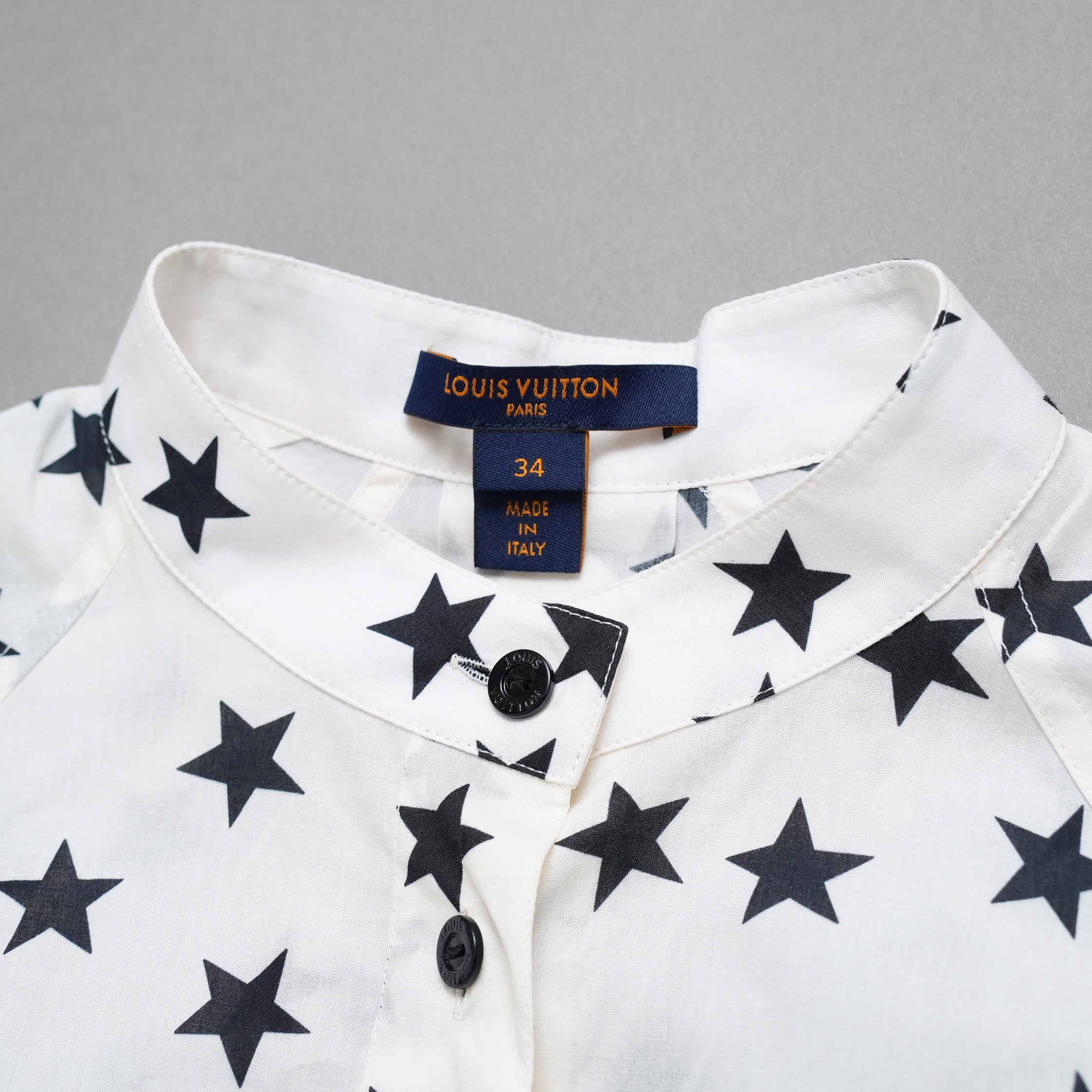 LOUIS VUITTON ルイヴィトン /  22AW LVロゴ・スタープリント ルーズシャツ ワンピース / 星柄 シャツ ワンピース / 1AA9FH / size 34 (IVORY WHITE) レディース