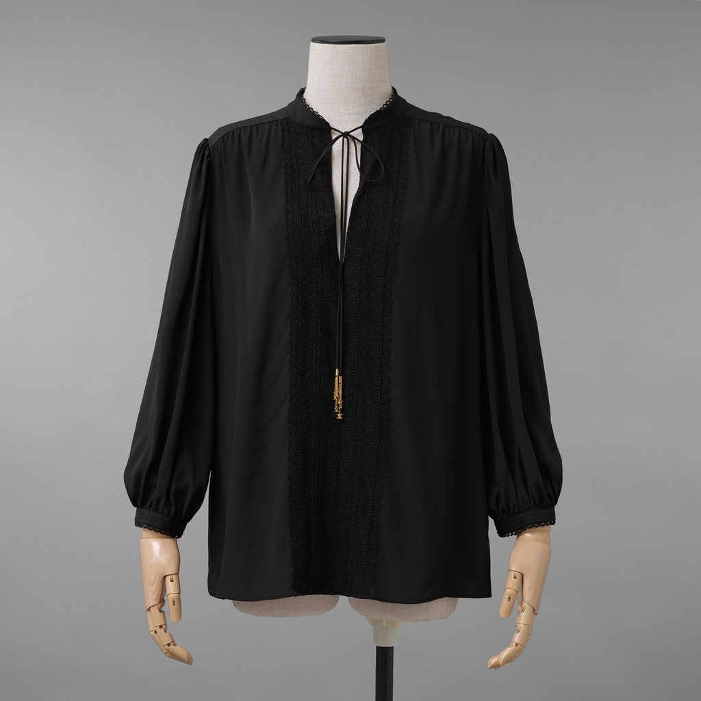 CELINE セリーヌ / 美品 20AW トリオンフ チェーン シルクブラウス / 長袖シャツ / 2B308008D / size 38 (BLACK) レディース