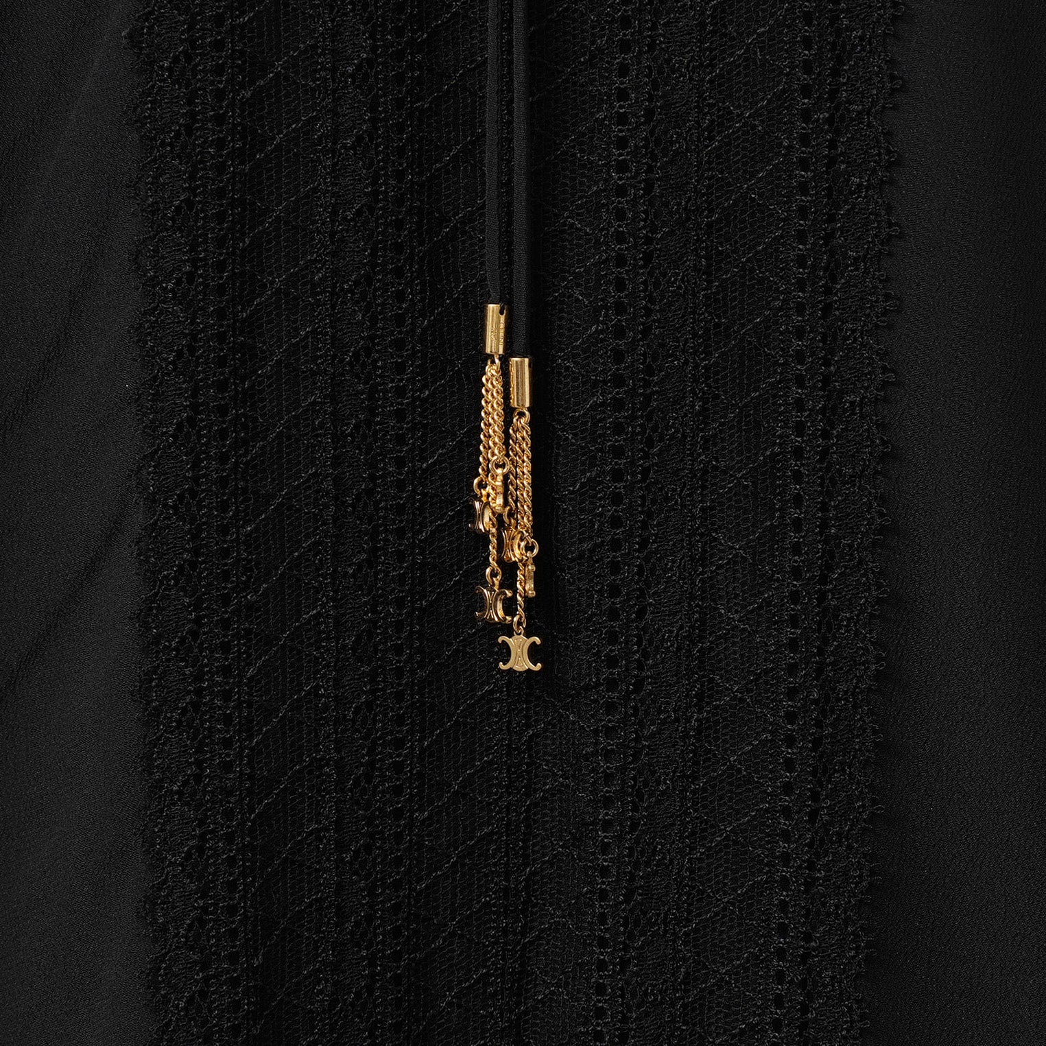 CELINE セリーヌ / 美品 20AW トリオンフ チェーン シルクブラウス / 長袖シャツ / 2B308008D / size 38 (BLACK) レディース
