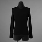 Yves Saint Laurent rive gauche イヴ・サンローラン リヴ・ゴーシュ ウールシルク 長袖ニット / 1372-333-0578 / size S (BLACK) 352065-ymu