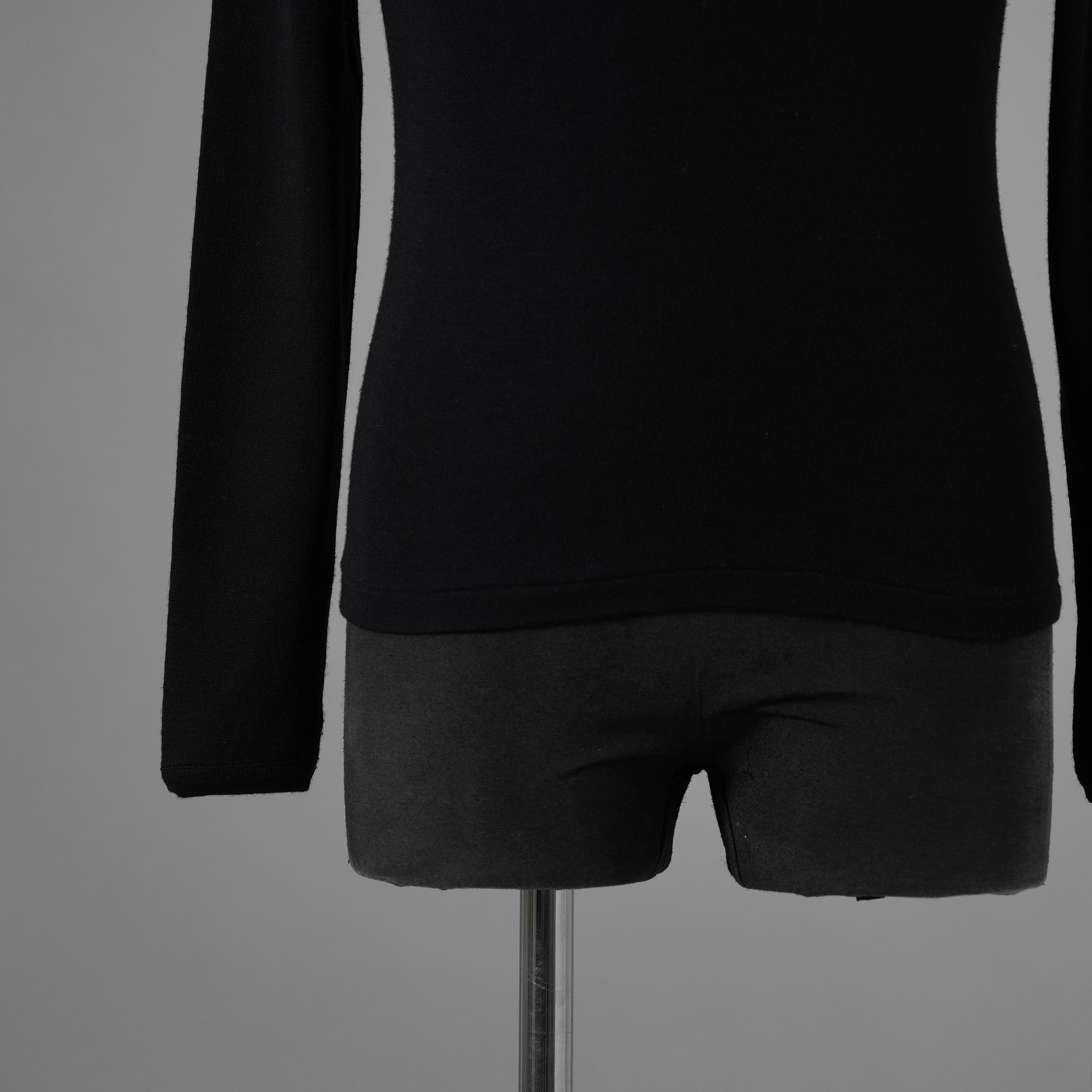 Yves Saint Laurent rive gauche イヴ・サンローラン リヴ・ゴーシュ ウールシルク 長袖ニット / 1372-333-0578 / size S (BLACK) 352065-ymu