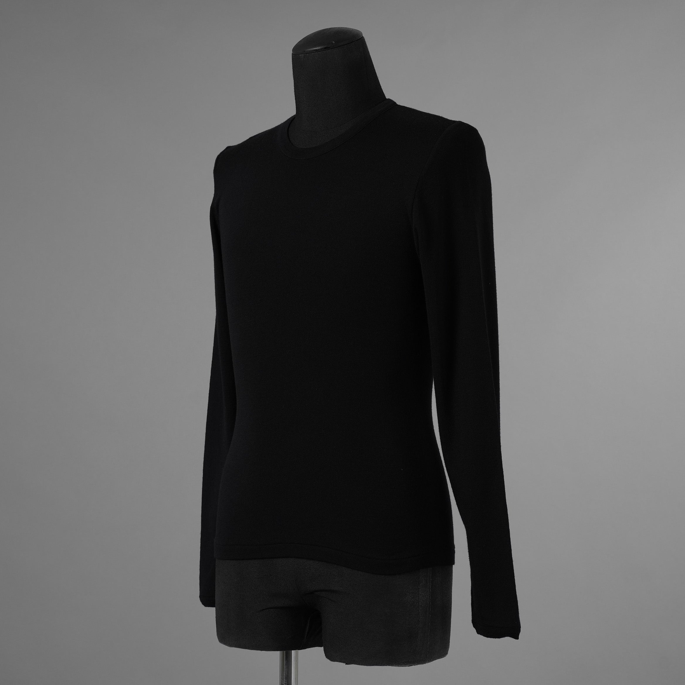 Yves Saint Laurent rive gauche イヴ・サンローラン リヴ・ゴーシュ ウールシルク 長袖ニット / 1372-333-0578 / size S (BLACK) 352065-ymu