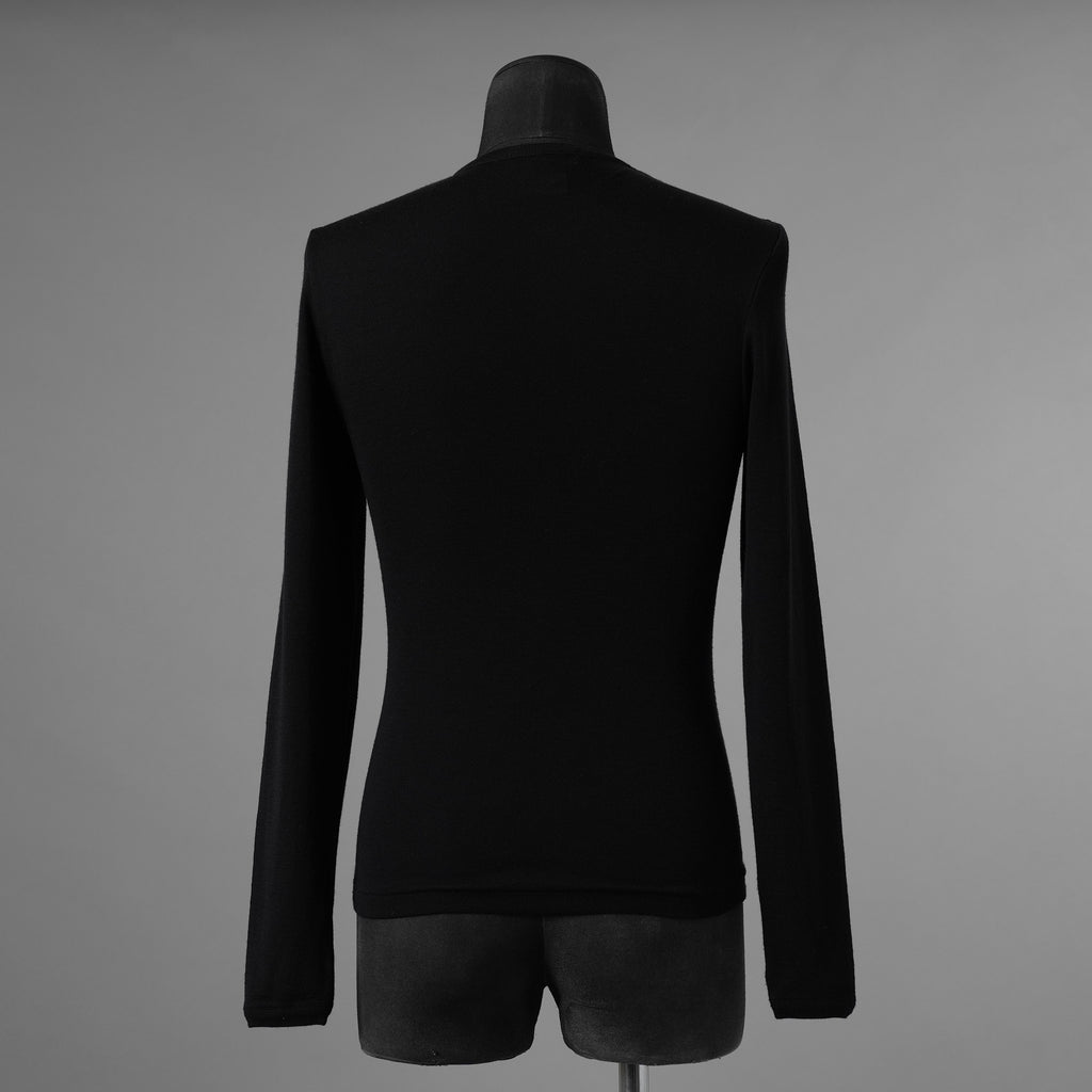 Yves Saint Laurent rive gauche イヴ・サンローラン リヴ・ゴーシュ ウールシルク 長袖ニット / 1372-333-0578 / size S (BLACK) 352065-ymu