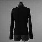 Yves Saint Laurent rive gauche イヴ・サンローラン リヴ・ゴーシュ ウールシルク 長袖ニット / 1372-333-0578 / size S (BLACK) 352065-ymu