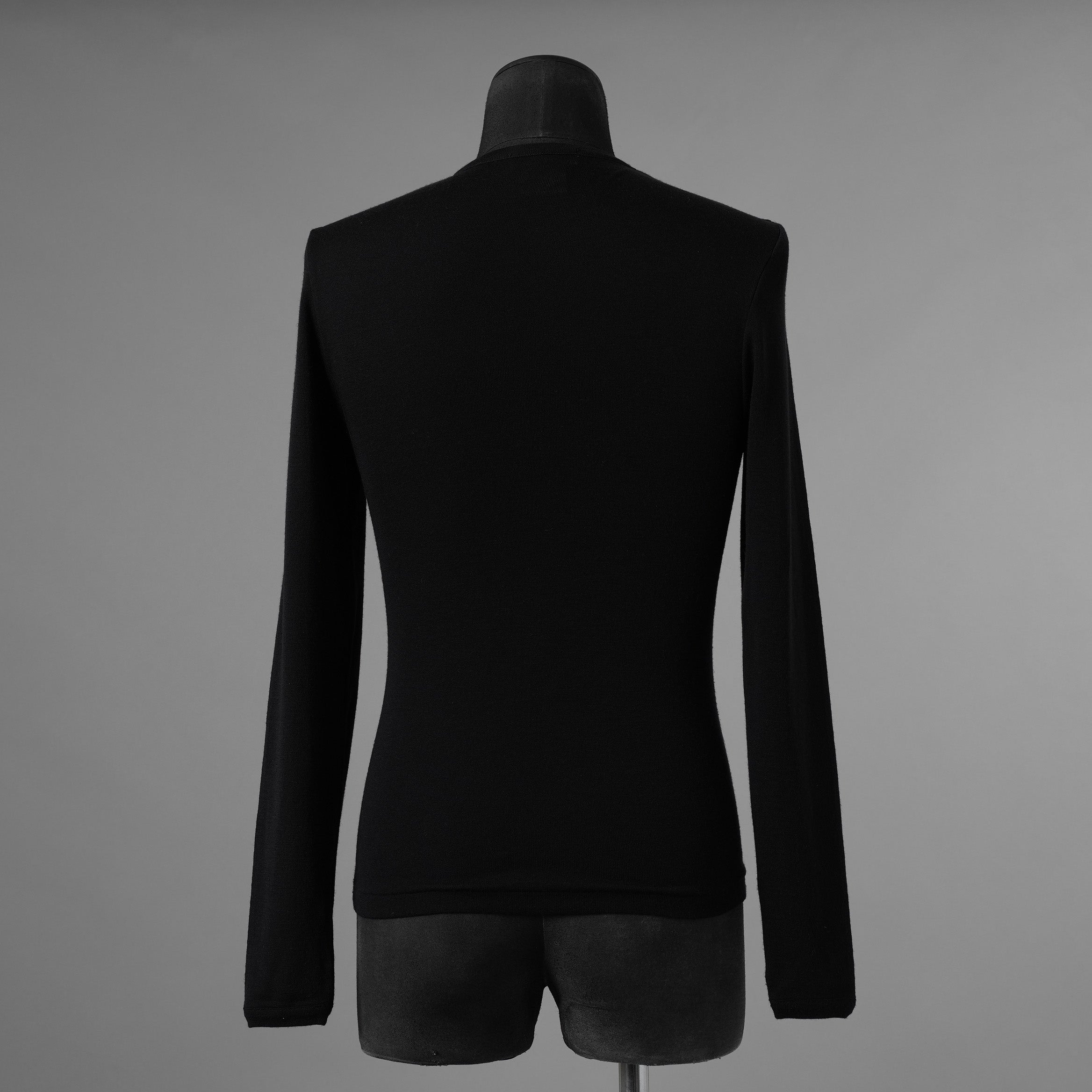 Yves Saint Laurent rive gauche イヴ・サンローラン リヴ・ゴーシュ ウールシルク 長袖ニット / 1372-333-0578 / size S (BLACK) 352065-ymu