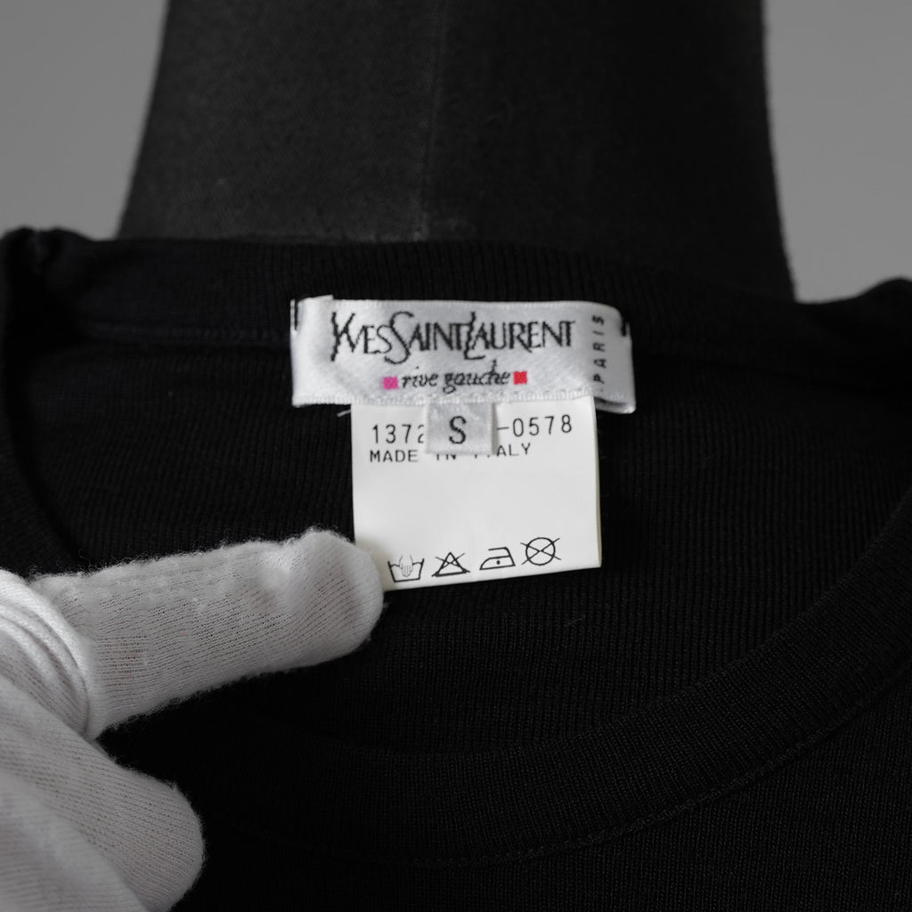 Yves Saint Laurent rive gauche イヴ・サンローラン リヴ・ゴーシュ ウールシルク 長袖ニット / 1372-333-0578 / size S (BLACK) 352065-ymu