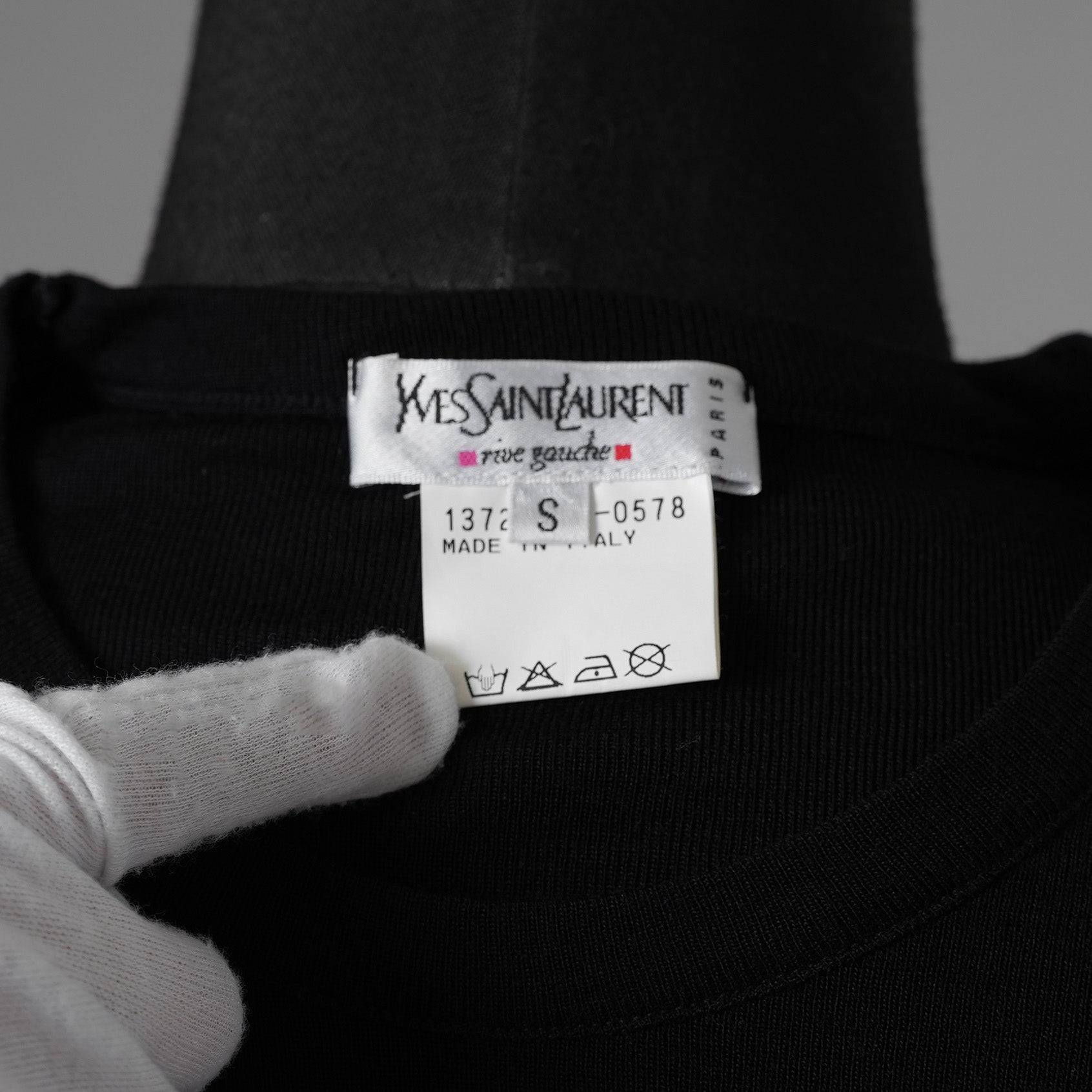 Yves Saint Laurent rive gauche イヴ・サンローラン リヴ・ゴーシュ ウールシルク 長袖ニット / 1372-333-0578 / size S (BLACK) 352065-ymu