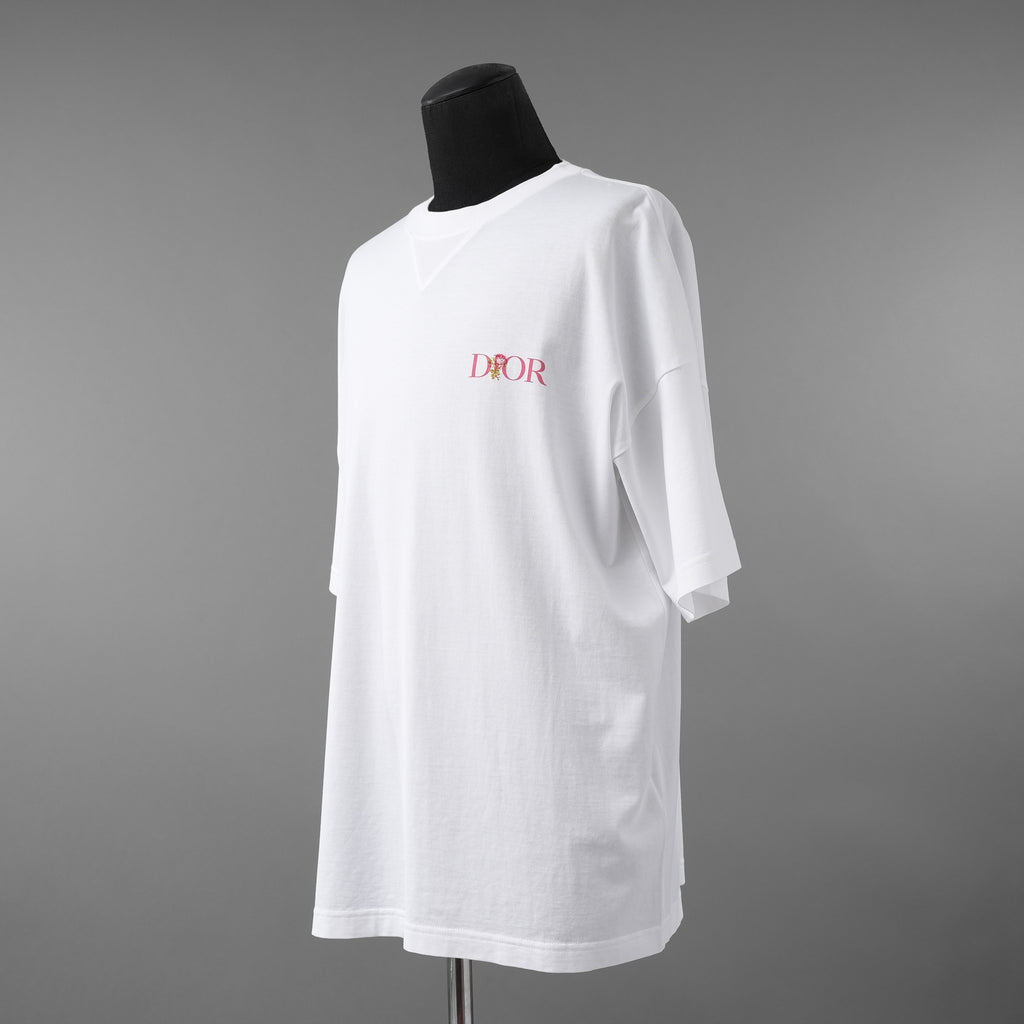 Christian Dior クリスチャンディオール / 美品 22AW DIOR JARDIN 薔薇刺繍 半袖Tシャツ / フラワーロゴ / 243J685A0677 / size S (WHITE)