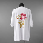Christian Dior クリスチャンディオール / 美品 22AW DIOR JARDIN 薔薇刺繍 半袖Tシャツ / フラワーロゴ / 243J685A0677 / size S (WHITE)