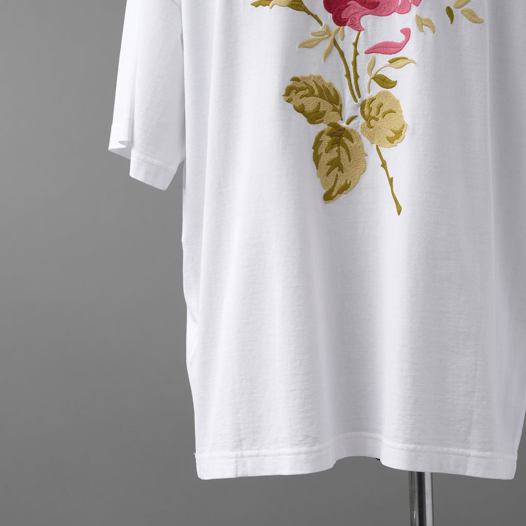 Christian Dior クリスチャンディオール / 美品 22AW DIOR JARDIN 薔薇刺繍 半袖Tシャツ / フラワーロゴ / 243J685A0677 / size S (WHITE)
