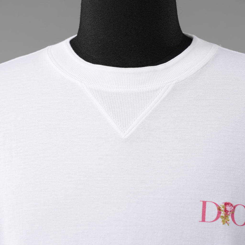 Christian Dior クリスチャンディオール / 美品 22AW DIOR JARDIN 薔薇刺繍 半袖Tシャツ / フラワーロゴ / 243J685A0677 / size S (WHITE)