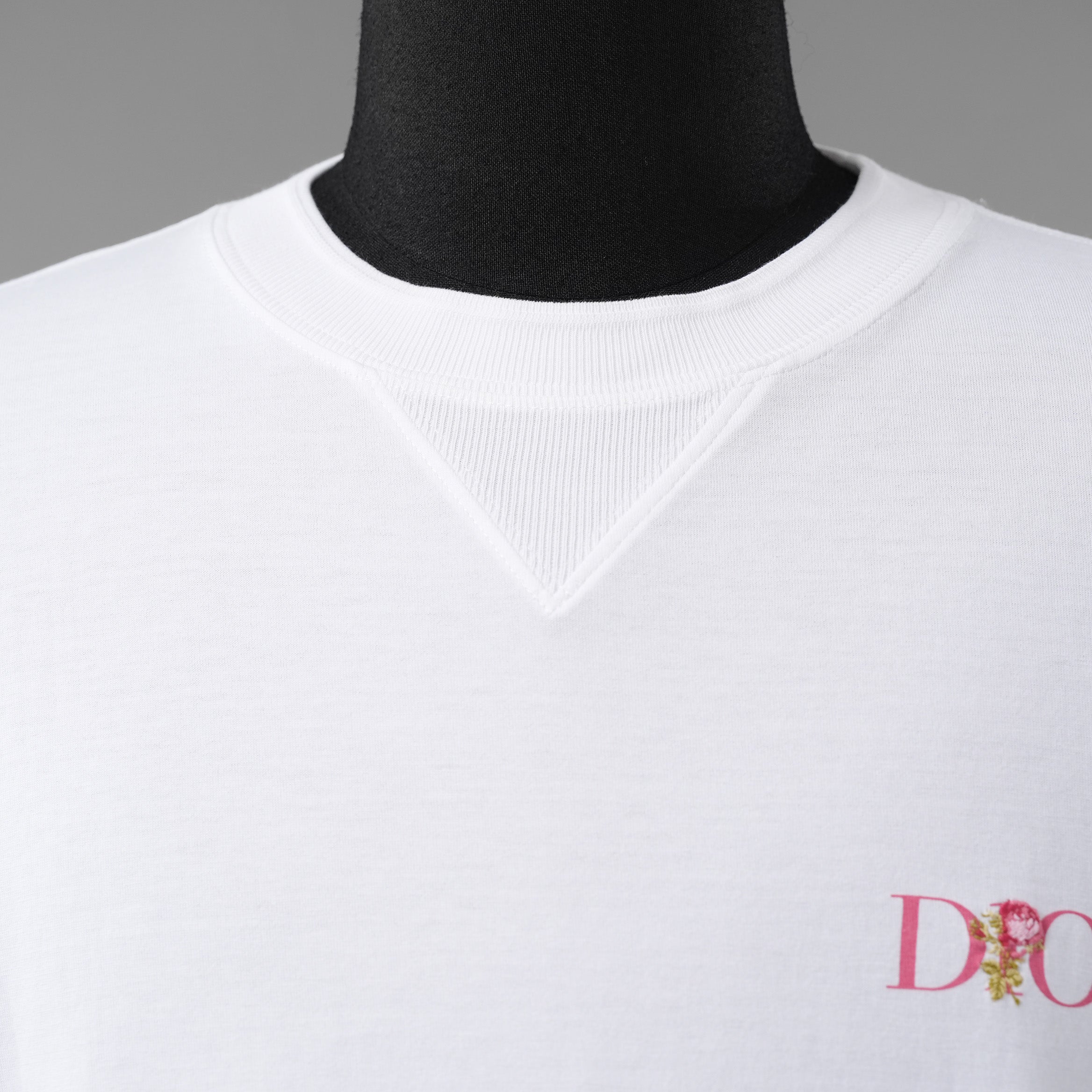 Christian Dior クリスチャンディオール / 美品 22AW DIOR JARDIN 薔薇刺繍 半袖Tシャツ / フラワーロゴ / 243J685A0677 / size S (WHITE)