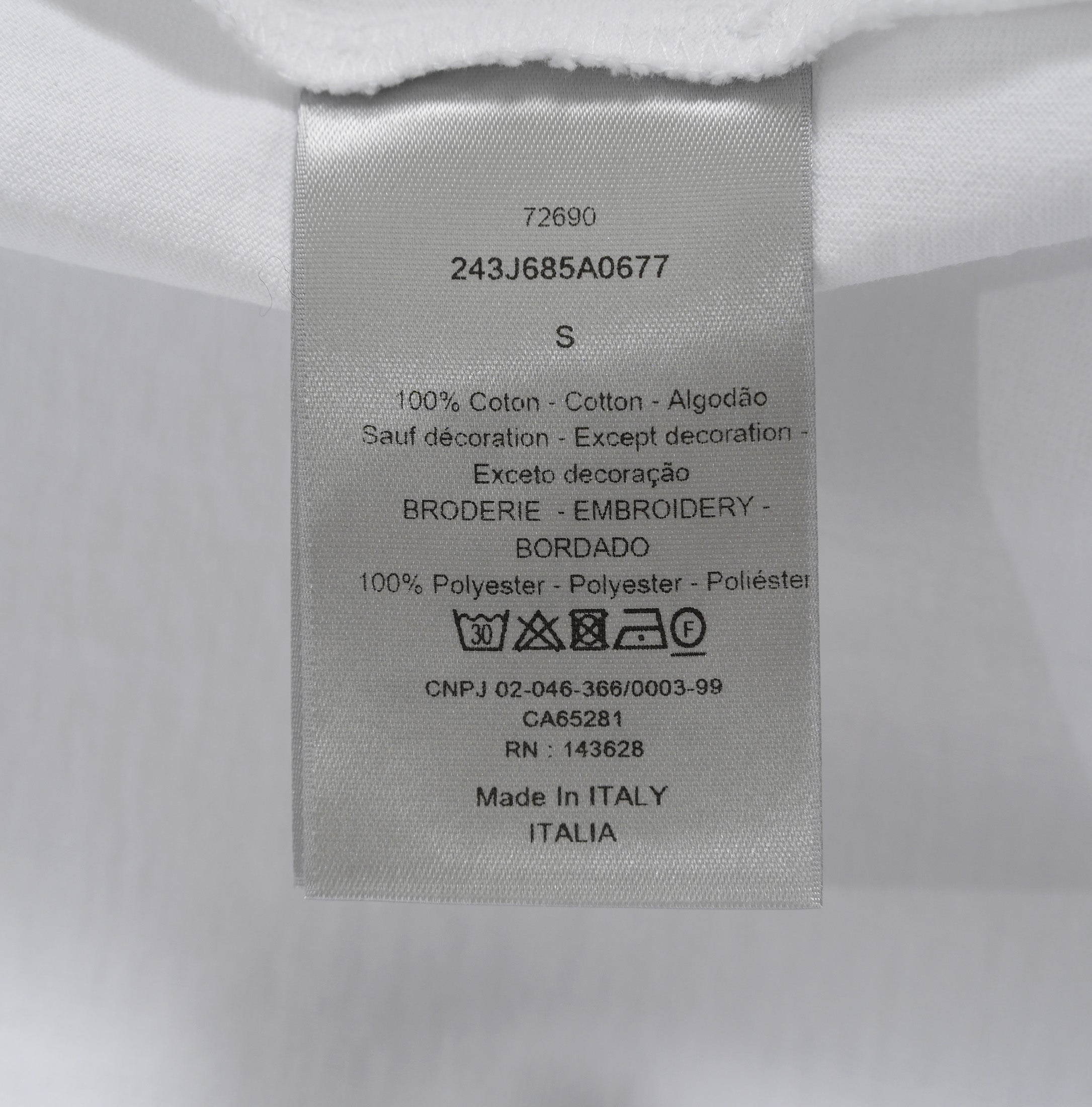 Christian Dior クリスチャンディオール / 美品 22AW DIOR JARDIN 薔薇刺繍 半袖Tシャツ / フラワーロゴ / 243J685A0677 / size S (WHITE)
