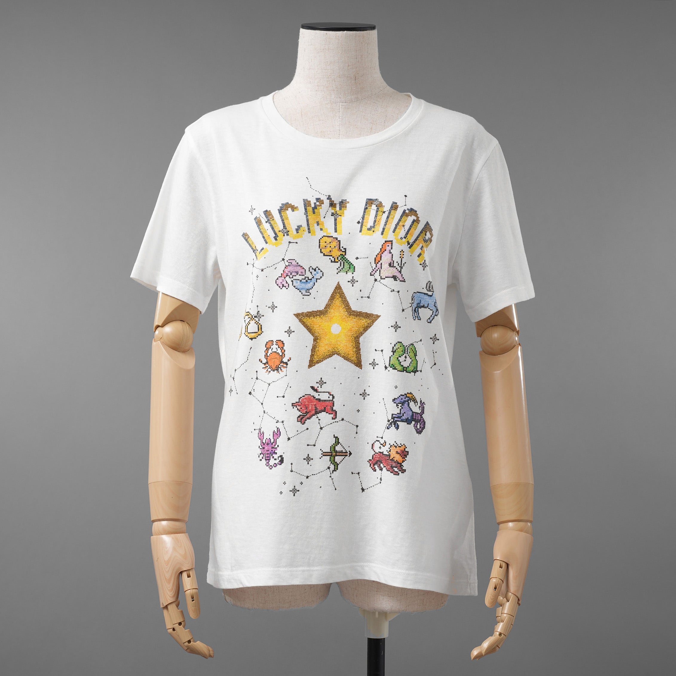 Christian Dior クリスチャンディオール / 美品 22AW LUCKY DIOR ゾディアック ピクセル プリント / 半袖Tシャツ / 243T09A4427 / size M (WHITE) レディース