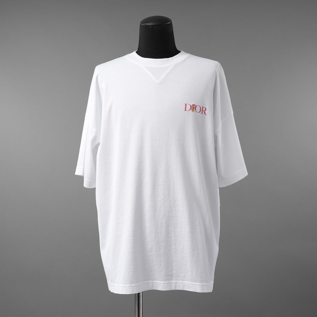 Christian Dior クリスチャンディオール / 美品 22AW DIOR JARDIN 薔薇刺繍 半袖Tシャツ / フラワーロゴ / 243J685A0677 / size S (WHITE)
