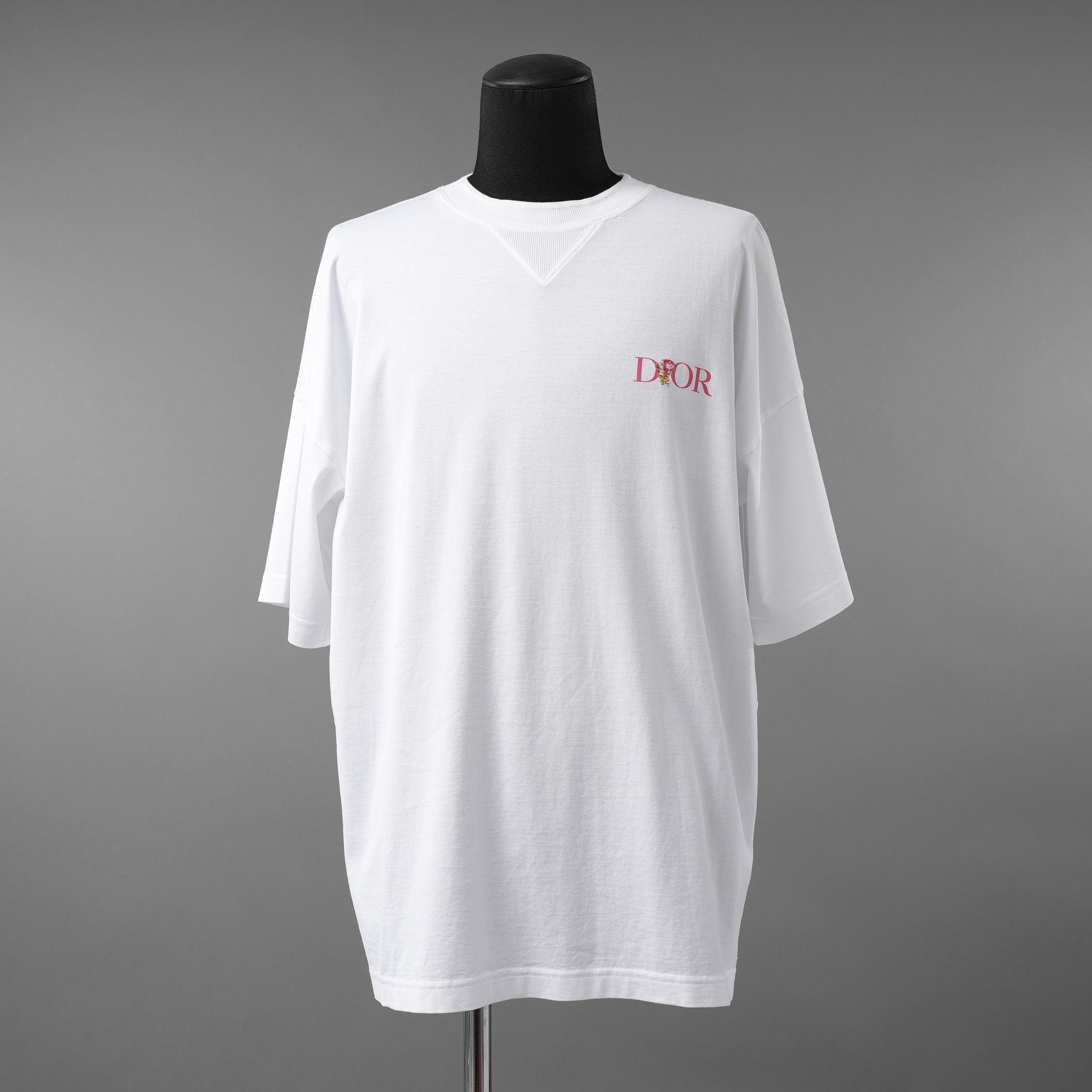 Christian Dior クリスチャンディオール / 美品 22AW DIOR JARDIN 薔薇刺繍 半袖Tシャツ / フラワーロゴ / 243J685A0677 / size S (WHITE)