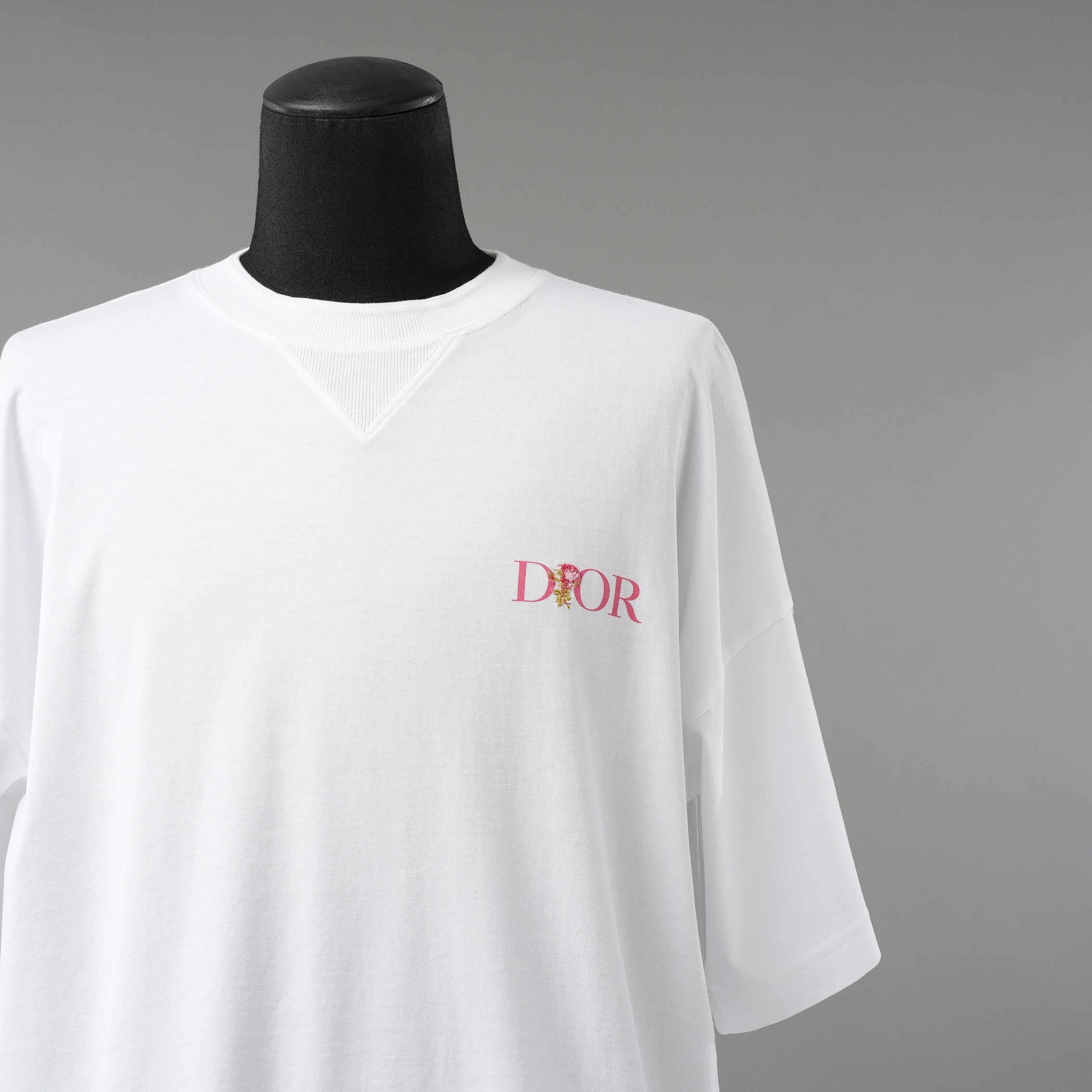Christian Dior クリスチャンディオール / 美品 22AW DIOR JARDIN 薔薇刺繍 半袖Tシャツ / フラワーロゴ / 243J685A0677 / size S (WHITE)