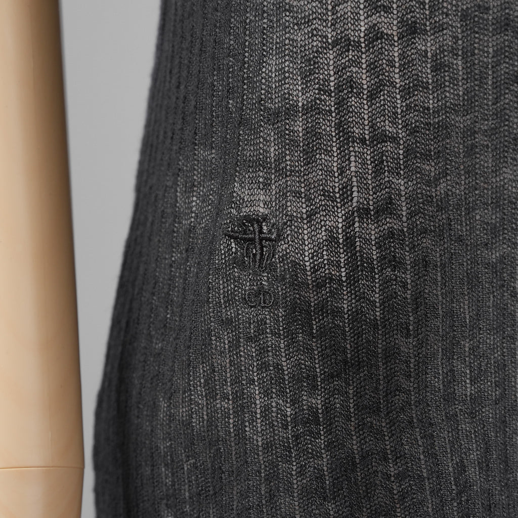 Christian Dior クリスチャンディオール / 美品 23AW Bee刺繍 フリル袖 リネンニット トップス / 324T03AM710 / size 44 (BLACK) レディース