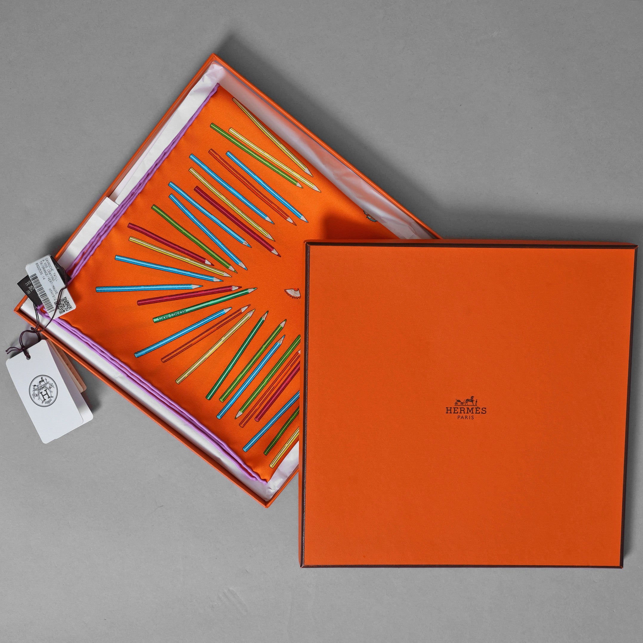 未使用 HERMES エルメス / カレ45 ア・ヴォ・クレヨン！ シルク スカーフ アクセサリー / size 45cm (ORANGE) 352070-izm