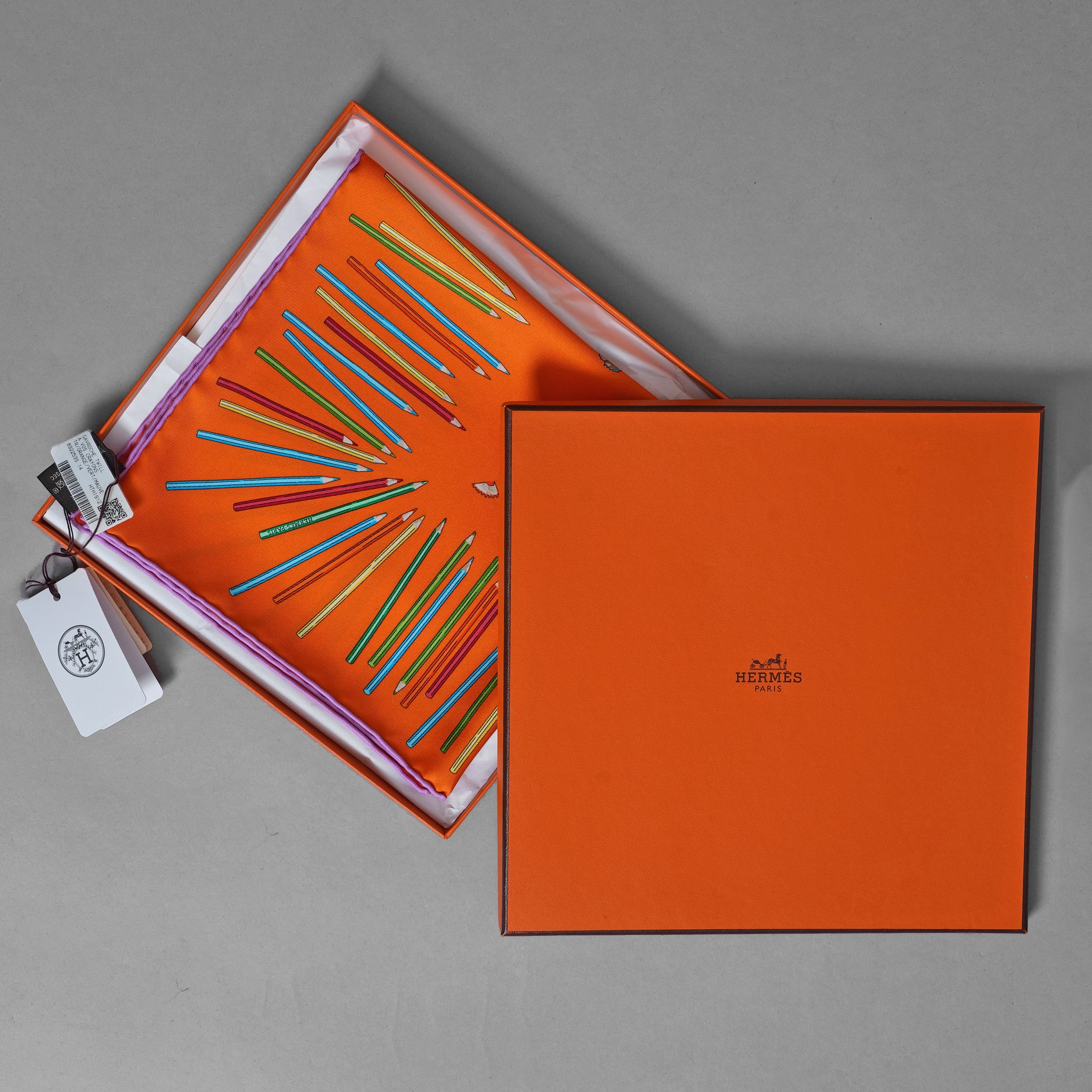 未使用 HERMES エルメス / カレ45 ア・ヴォ・クレヨン！ シルク スカーフ アクセサリー / size 45cm (ORANGE) 352070-izm