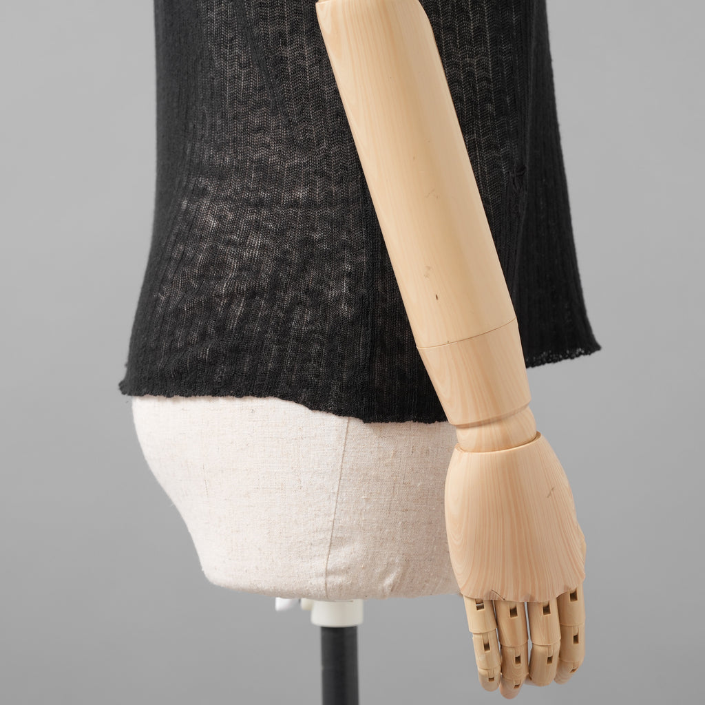 Christian Dior クリスチャンディオール / 美品 23AW Bee刺繍 フリル袖 リネンニット トップス / 324T03AM710 / size 44 (BLACK) レディース