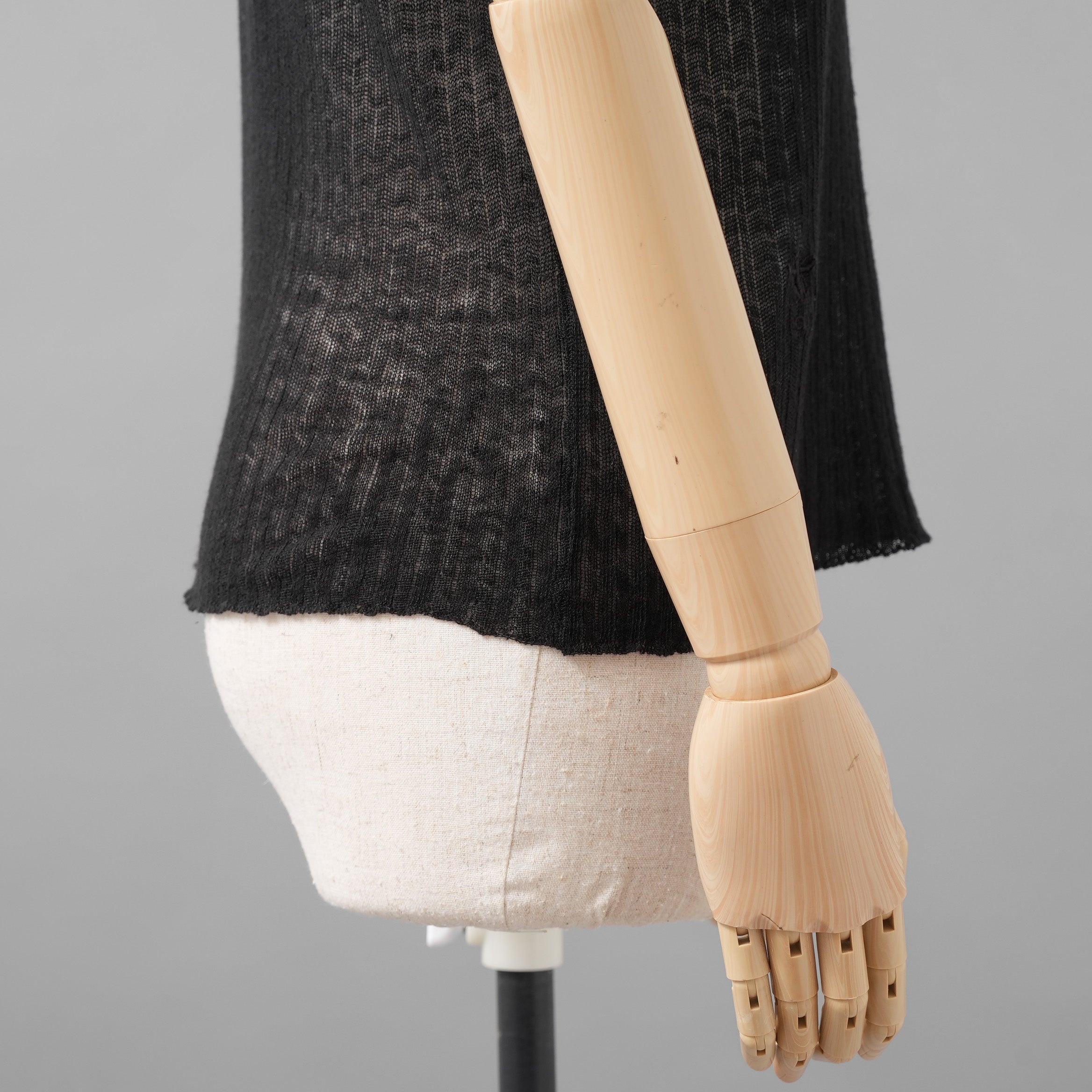 Christian Dior クリスチャンディオール / 美品 23AW Bee刺繍 フリル袖 リネンニット トップス / 324T03AM710 / size 44 (BLACK) レディース